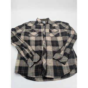 Outlander Western Shirt Mens Medium Brown Craft + Flow LS Pearl Snap‎ Plaid